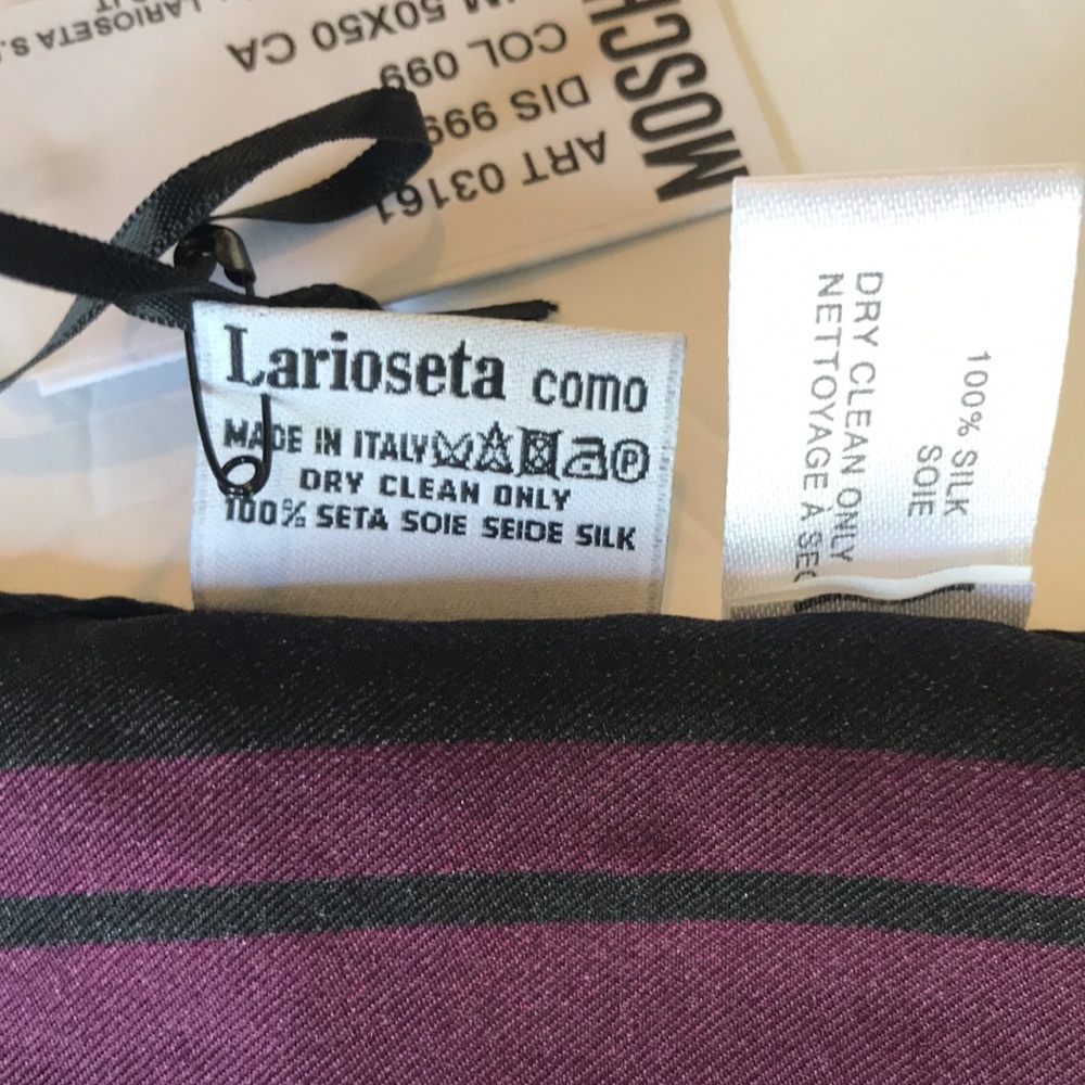 Moschino Couture Milano Scarf Silk 20x20 Purple - Picture 10 of 10